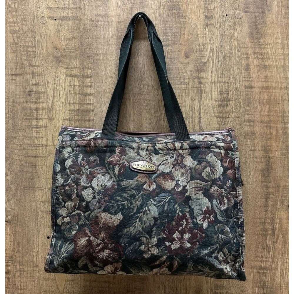 Ricardo Beverly HillsVintage foral tapestry carry on travel Luggage tote